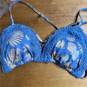 Aerie Laundry Blue Shell Bikini Top